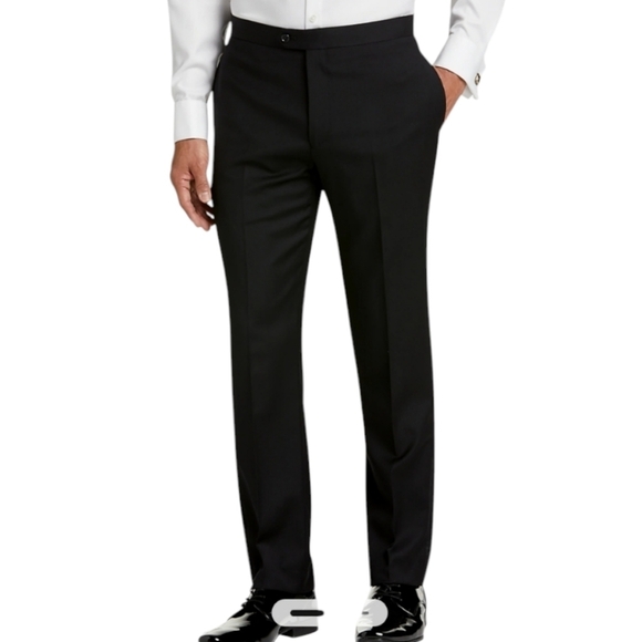 Calvin Klein flat front black wool trouser Career Classic pants NWT W36 L30 - Picture 1 of 9